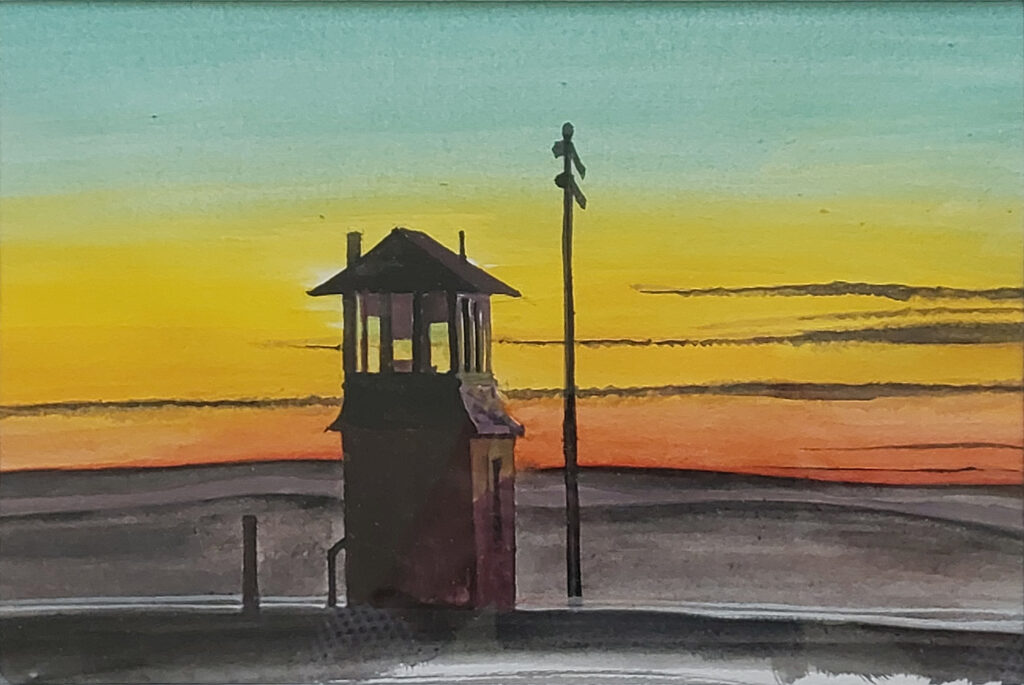Spoorlijn bij zonsondergang - E Hopper