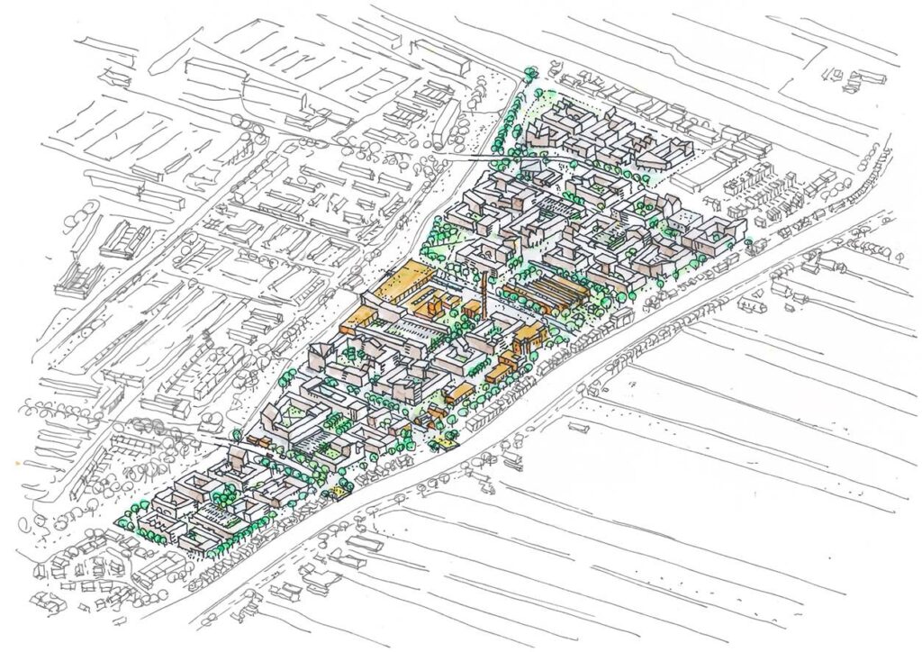 Vogelvucht woonwijk op voormalige industrielocatie